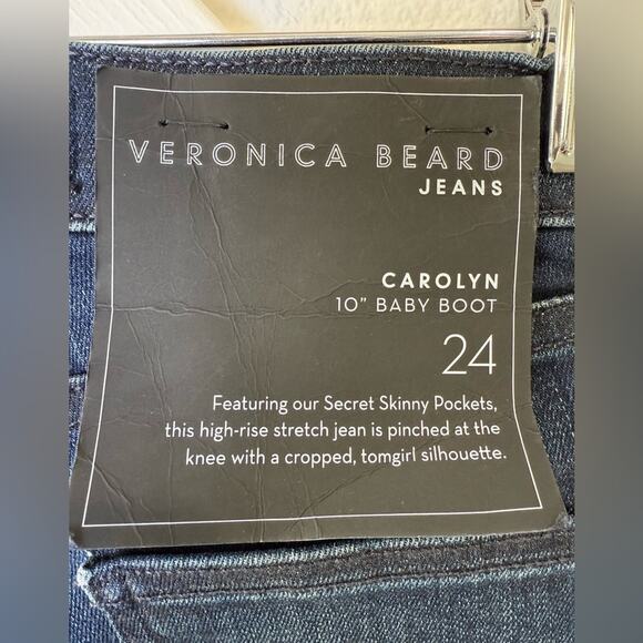 NWT Veronica Beard Carolyn Baby Boot Jean With Navy And RedTuxedo Stripes Sz 24 - Picture 10 of 15